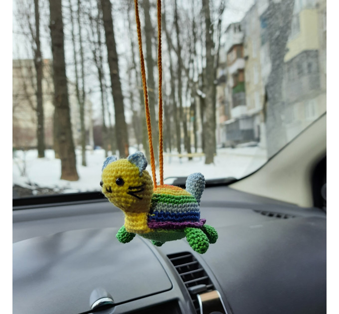 Giraffe car charm hanging crochet Rear view mirror cute car