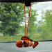 Hanging clown fish for rear view mirror Crochet car accessories, cute keychain, crochet backpack pendant