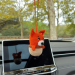 Hanging crochet little fox in a hazel nut shell , rear view mirror car accessory, bag or backpack charm