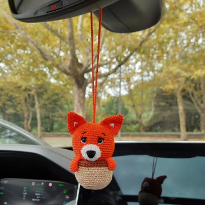 Cute brown dog for rear view mirror, car charm backpack keychain