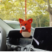 Hanging crochet little fox in a hazel nut shell , rear view mirror car accessory, bag or backpack charm