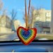 Rainbow hearts crochet car charm Rear view mirror cute car charm, keychain