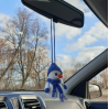 Hanging snowman crochet for rear view mirror, cute car accessory, Xmas tree toy