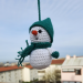 Hanging snowman crochet for rear view mirror, cute car accessory, Xmas tree toy