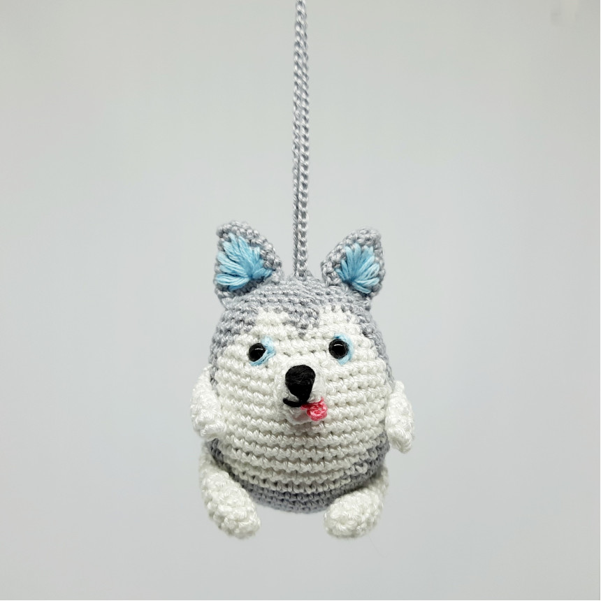 Husky car hanging crochet accessory Rear view mirror charm