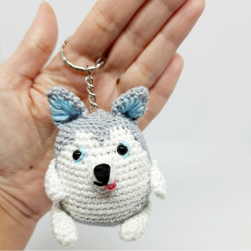 Husky Crochet Keychain Husky Car Hanging Crochet Accessory Rear