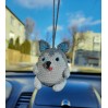 Husky car hanging crochet accessory Rear view mirror charm, stuffed puppy