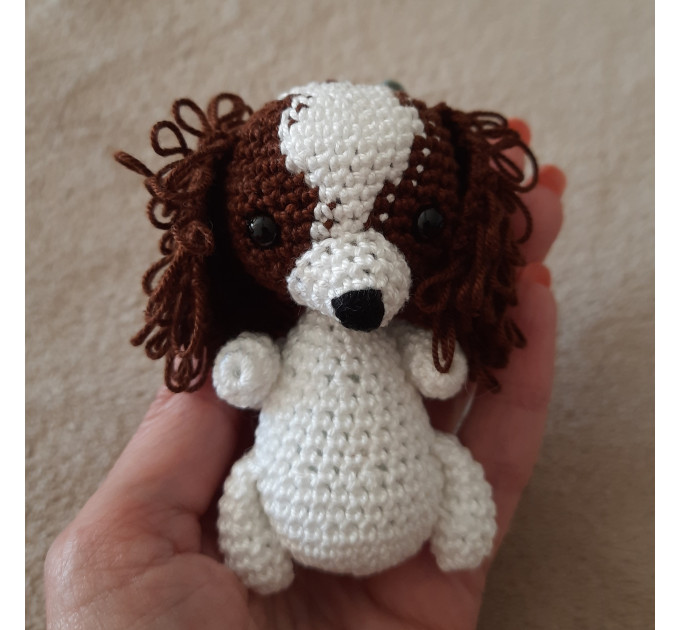 King Charles Cavalier Spaniel hanging crochet car charm for rear view mirror