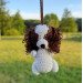 King Charles Cavalier Spaniel hanging crochet car charm for rear view mirror