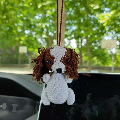 Giraffe car charm hanging crochet Rear view mirror cute car