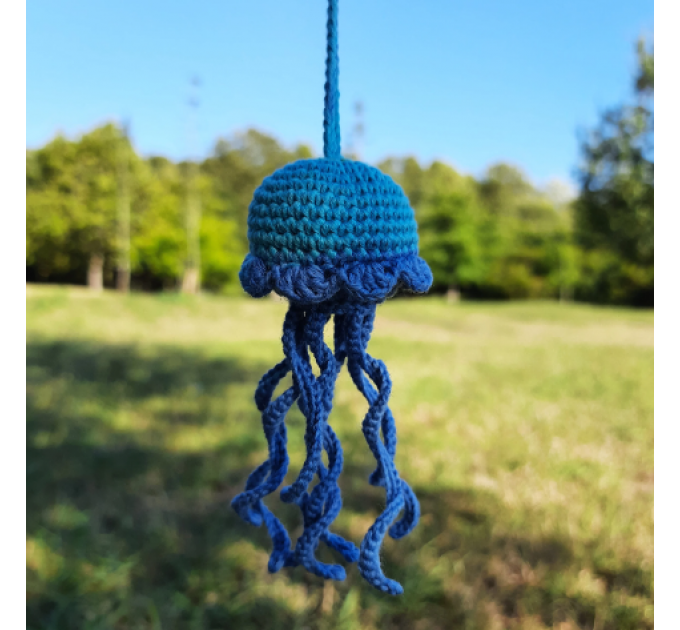 little crochet Jellyfish car charm for rear view mirror