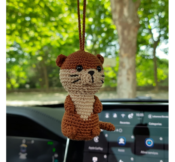 Cute brown dog for rear view mirror, car charm backpack keychain