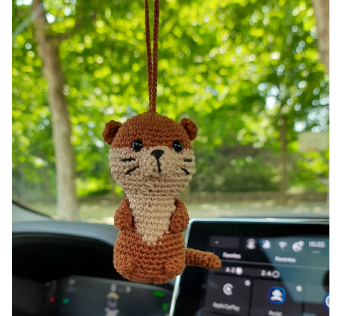 Giraffe car charm hanging crochet Rear view mirror cute car