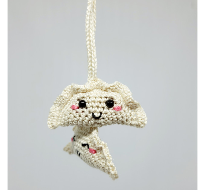 Pierogi hanging car accessory, Rear view mirror crochet charm, backpack pendant cute decorations