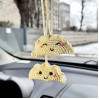 Pierogi hanging car accessory, Rear view mirror crochet charm, backpack pendant cute decorations