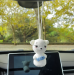 Polar bear crochet rear view mirror car charm, backpack pendant, Xmas tree toy