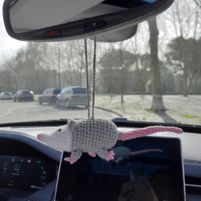 Rear view mirror opossum crochet cute accessory for car