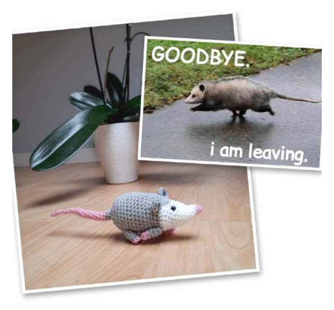 Rear view mirror opossum crochet cute accessory for car