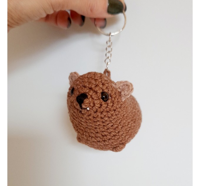 Rock Hyrax Wawa Awawa animal for rear view mirror, bag charm, keychain, Christmas ornament, handmade crochet gift, Cape hyrax hanging