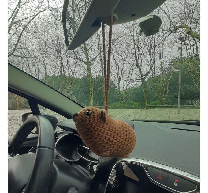 Rock Hyrax Wawa Awawa animal for rear view mirror, bag charm, keychain, Christmas ornament, handmade crochet gift, Cape hyrax hanging