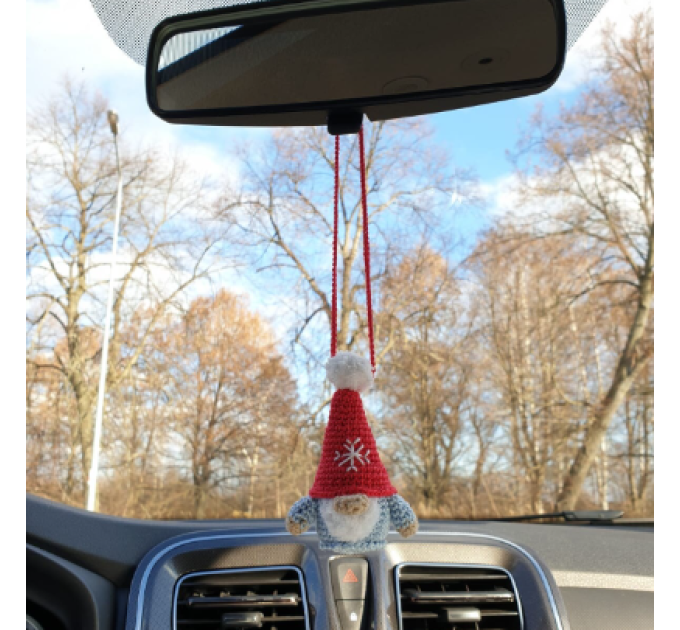 Scandinavian winter crochet hanging gnome cute car charm