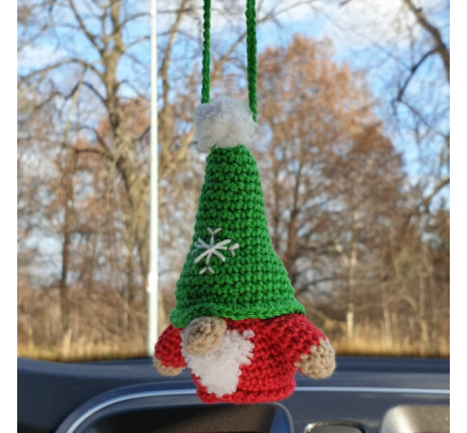 Scandinavian winter crochet hanging gnome cute car charm