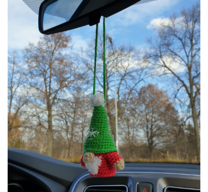 Scandinavian winter crochet hanging gnome cute car charm