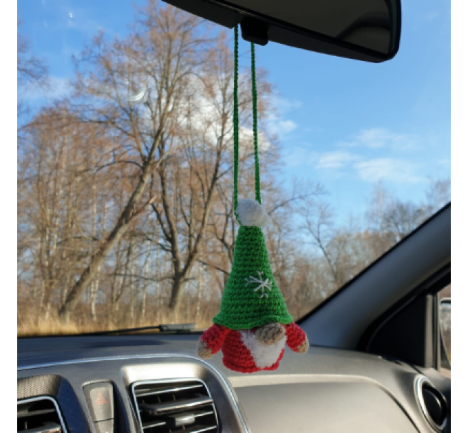Scandinavian winter crochet hanging gnome cute car charm