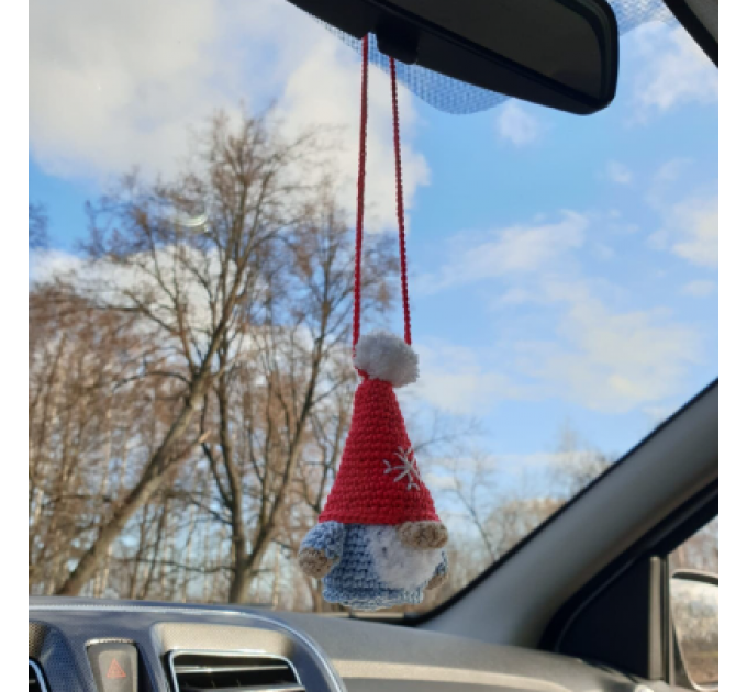 Scandinavian winter crochet hanging gnome cute car charm