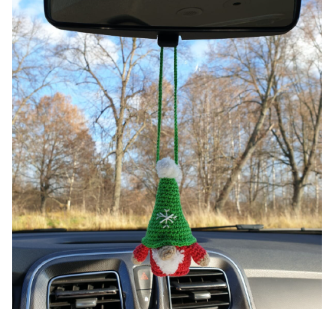 Scandinavian winter crochet hanging gnome cute car charm