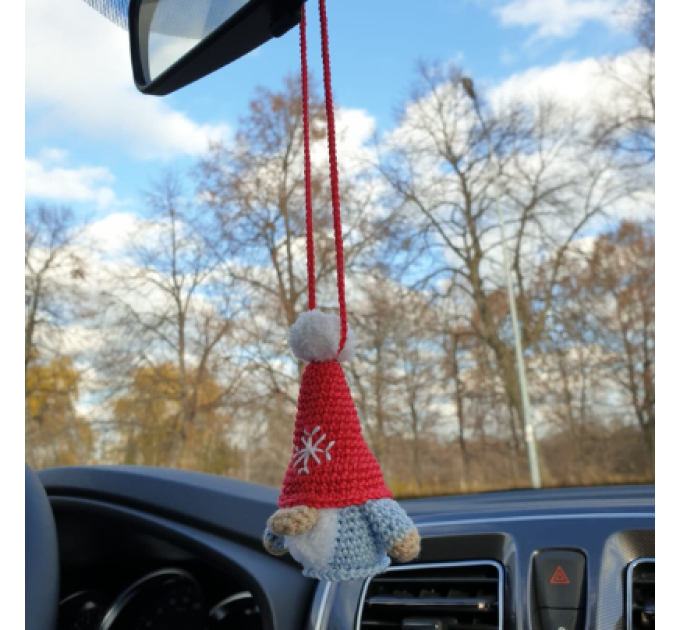 Scandinavian winter crochet hanging gnome cute car charm