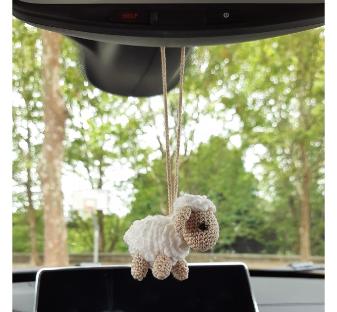 Sheep car accessory crochet hanging charm