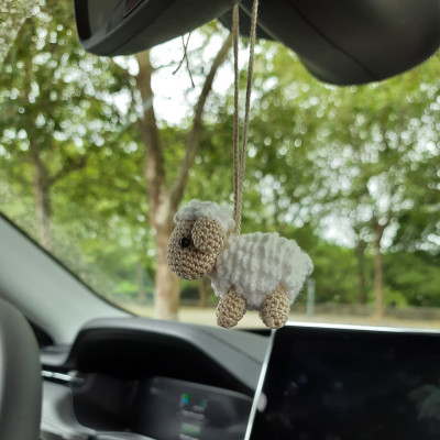 Sheep car accessory crochet hanging charm