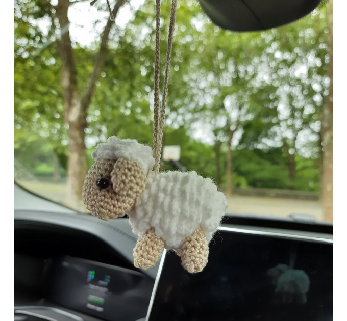 Sheep car accessory crochet hanging charm