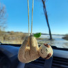Sloth car charms hanging accessories, rear view mirror hanger crochet