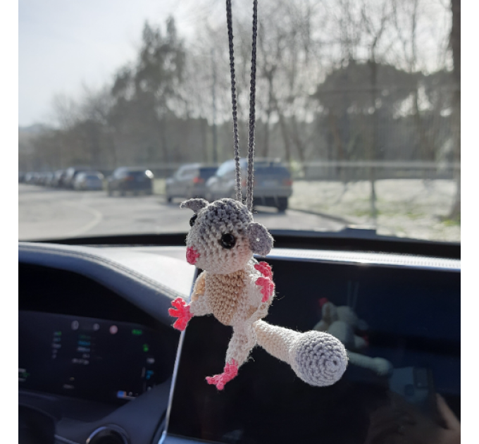 Sugar glider, possum, flying squirrel car charm for rear view mirror or keychain, backpack pendant