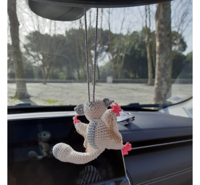 Sugar glider, possum, flying squirrel car charm for rear view mirror or keychain, backpack pendant