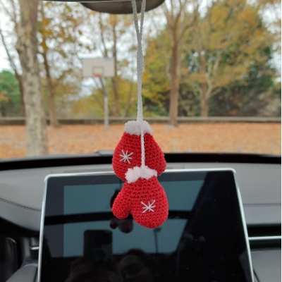 Xmas winter gloves, red home decorations, Christmas  tree ornament, car charm