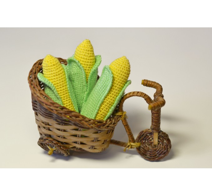 Crochet food set of 7 vegetables Play kitchen skill crinkle toy