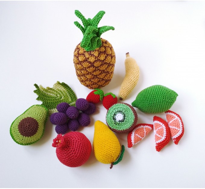 Eco sensory toys baby Montessori toddler Play food fruit plushies