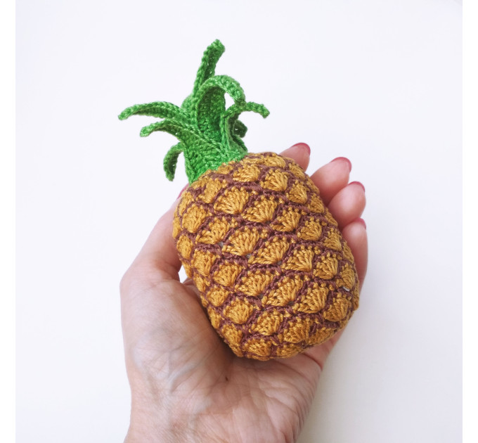 Crochet play food Pineapple play kitchen set fruit plushies Baby play gym eco toys Sensory toys baby