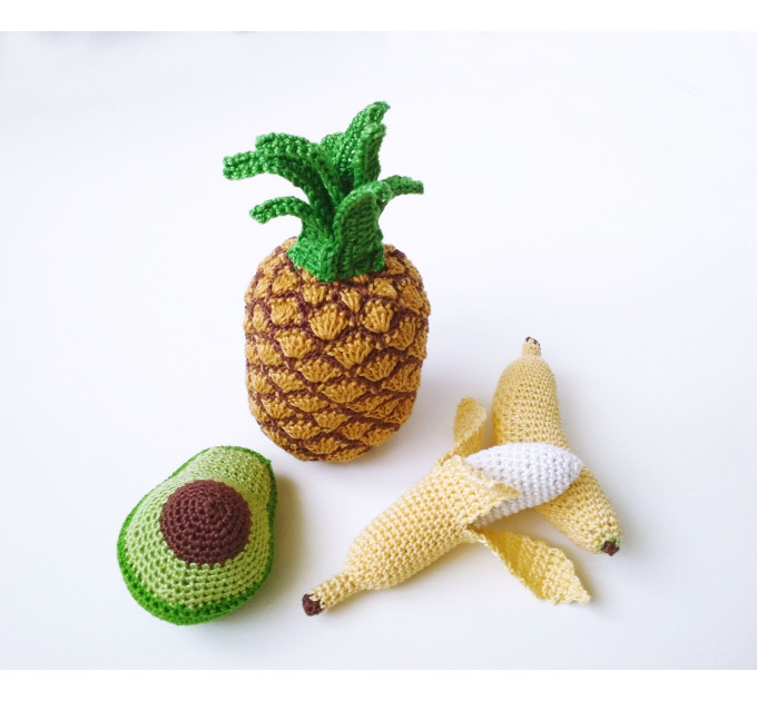 Crochet play food Pineapple play kitchen set fruit plushies Baby play gym eco toys Sensory toys baby