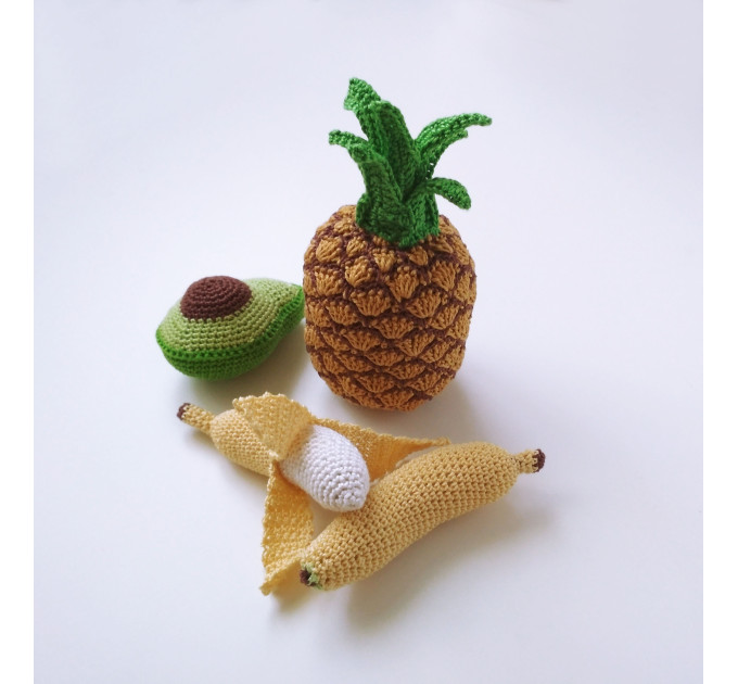 Crochet play food Pineapple play kitchen set fruit plushies Baby play gym eco toys Sensory toys baby