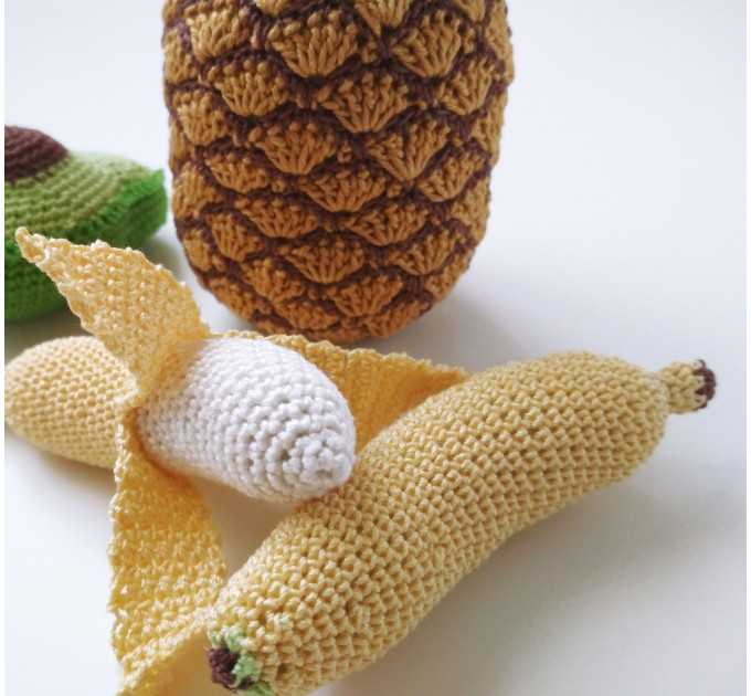 Crochet play food Pineapple play kitchen set fruit plushies Baby play gym eco toys Sensory toys baby