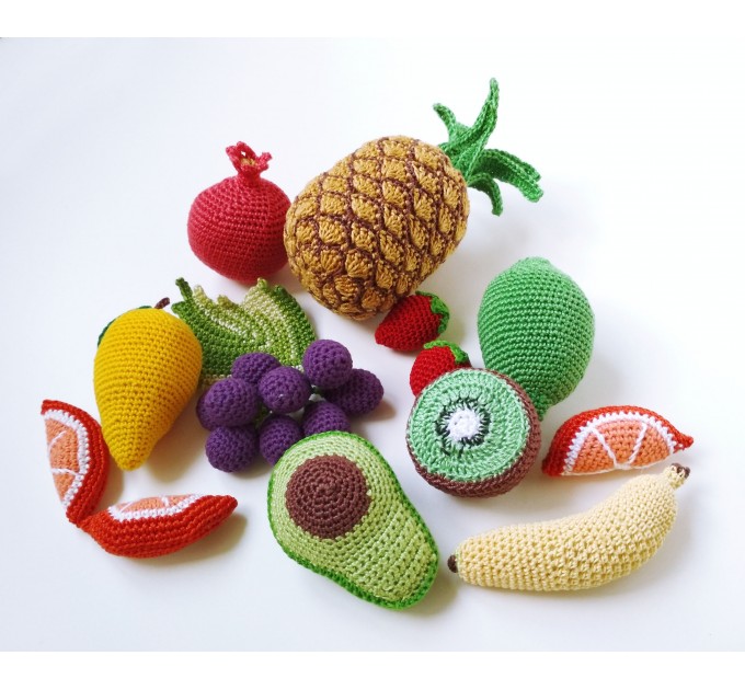 Eco sensory toys baby Montessori toddler Play food fruit plushies