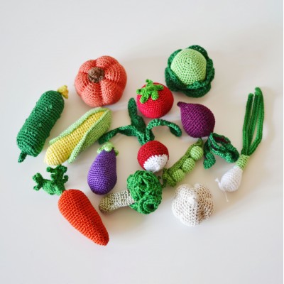 Kitchen play set Crochet vegetables Toddler learning toy 3 year old birthday Veggie Play food Montessori fake food for kids