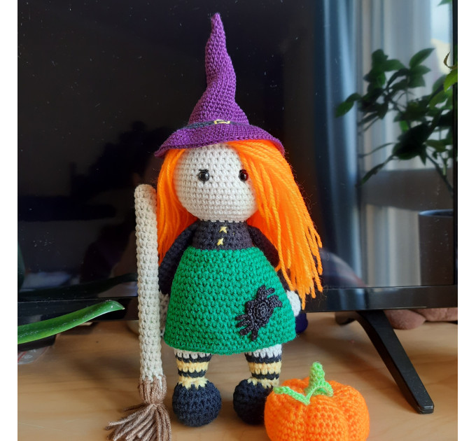 Crochet Halloween witch, cute interior doll, fall ornament