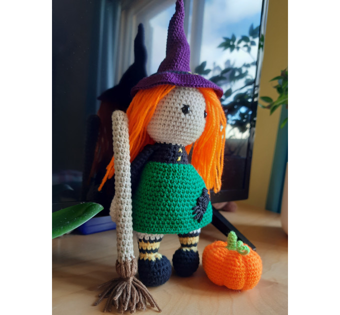 Crochet Halloween witch, cute interior doll, fall ornament