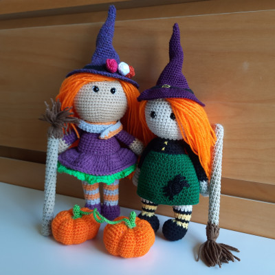 Crochet witch, cute interior doll, Halloween set, fall decorations