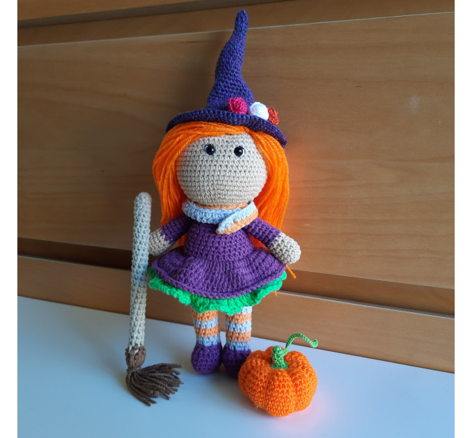 Crochet witch, cute interior doll, Halloween set, fall decorations